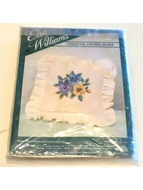 BNWT Vintage Elsa Williams Lace Pillow with Pansies Embroidery / Needlepoint Kit
